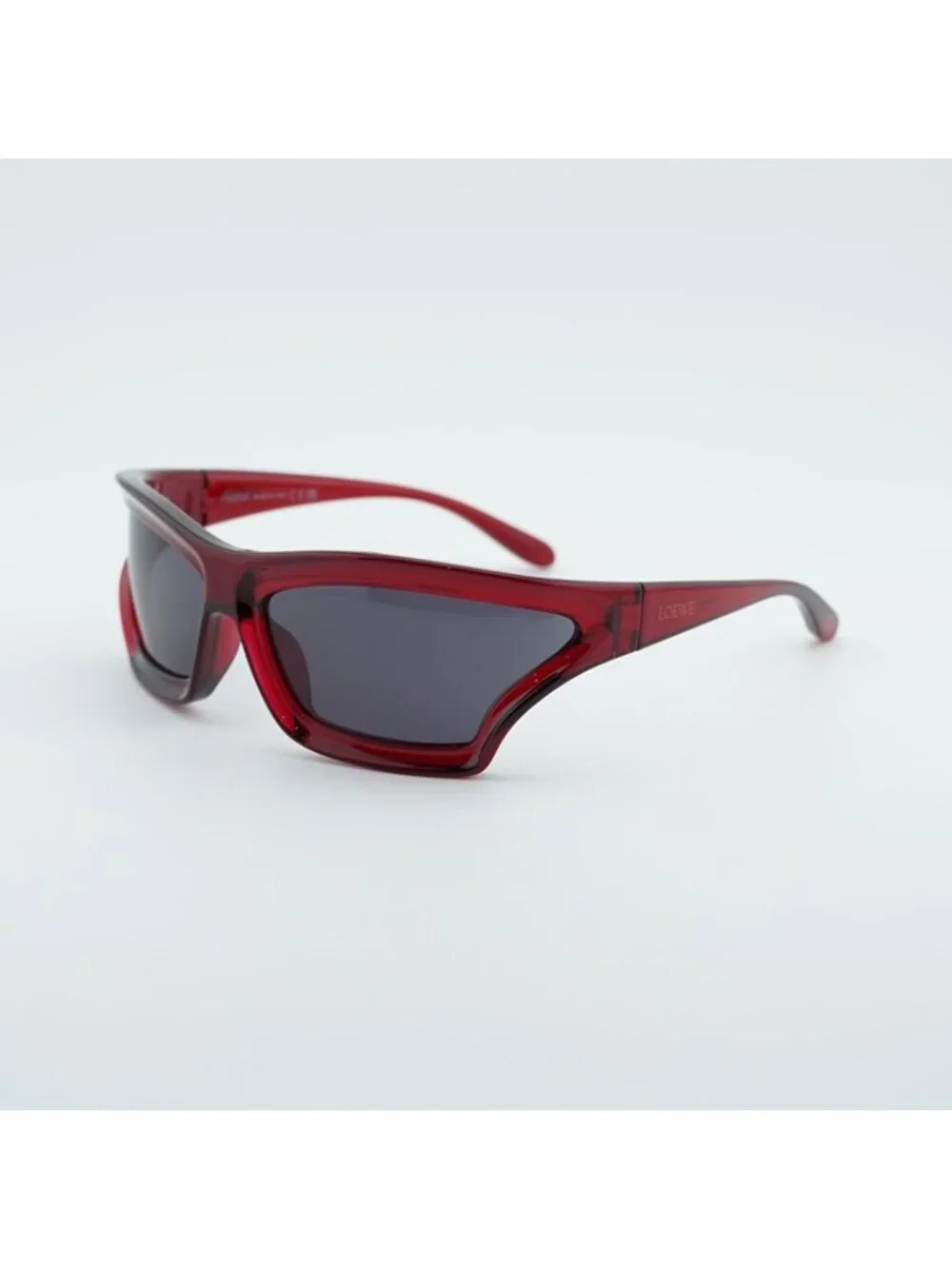 Loewe LW40143U 66A Sunglasses Shiny Red Rectangle Frame, Grey Lenses